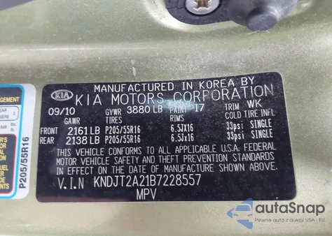 2011 Kia Soul + из США, поврежденный, VIN KNDJT2A21B7228557